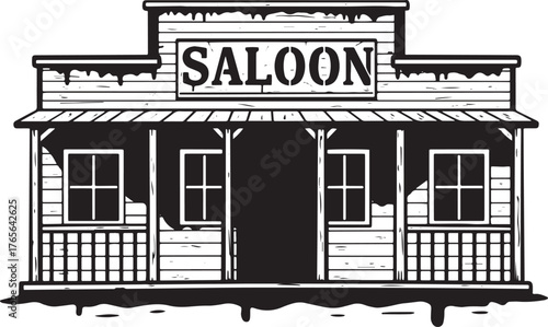 Front View of a Detailed Western Saloon Icon with Vintage Design
