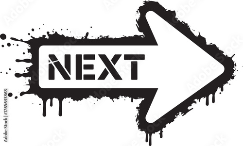 Grunge Black Arrow with NEXT Word Isolated on White Background I