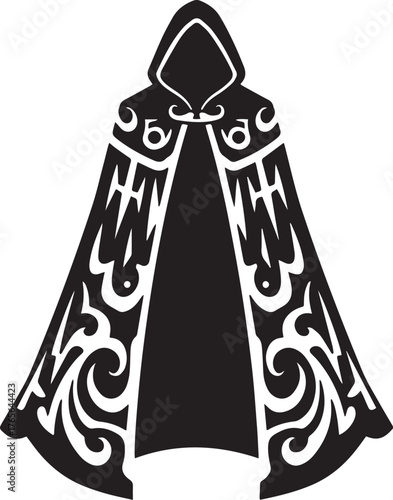 Mysterious cloak silhouette with intricate tribal pattern design