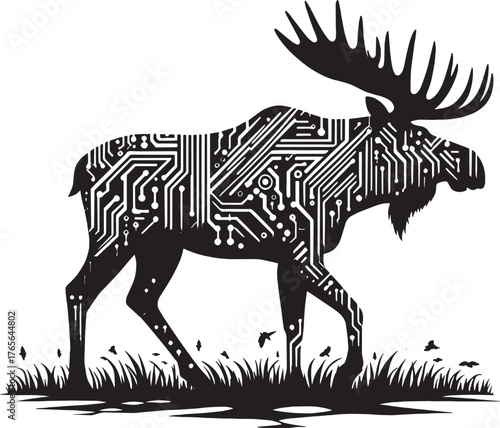 Artistic representation of a moose silhouette integrated with a