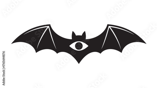 Bat silhouette with eye symbol vector illustration for Halloween isolated on white
