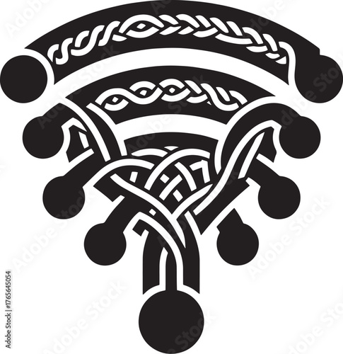 Abstract Celtic Knot WiFi Symbol Design with Intricate Braided P