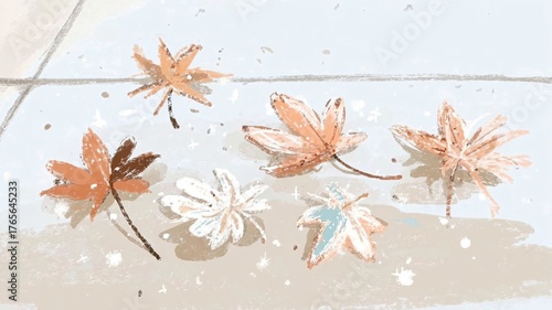 Soft pastel autumn leaves illustration for seasonal greeting cards, cozy blog headers and fall social media posts 