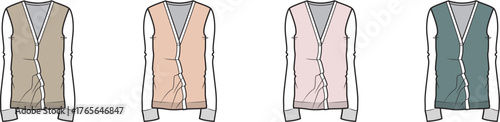 Vest Technical Fashion Illustration Set for Apparel Design