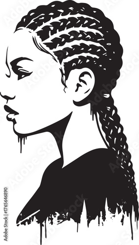 Minimalist graphic of a woman with braided hair expressing confi