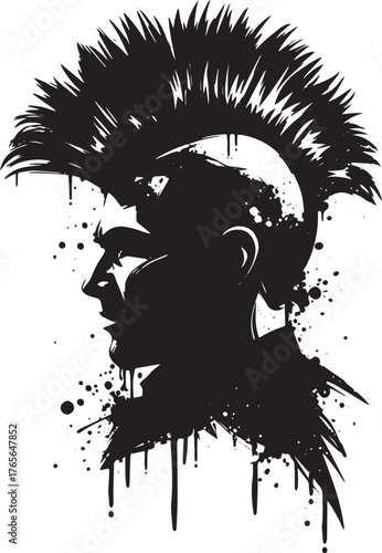 Expressive punk rocker portrait with high mohawk and artistic sp
