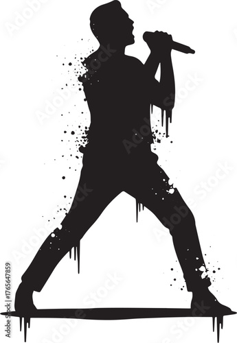 Expressive singer silhouette delivering a powerful performance a