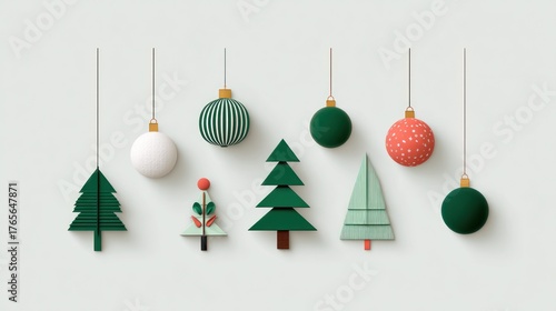 Festive holiday decorations minimalist christmas ornaments in modern design