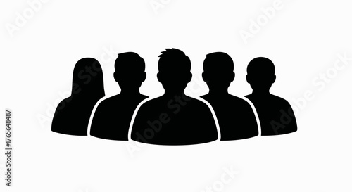 Group of people icon. Teamwork and leadership silhouette symbol. Flat design vector illustration for user profiles