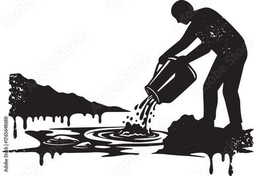 Abstract depiction of environmental pollution with a human figur