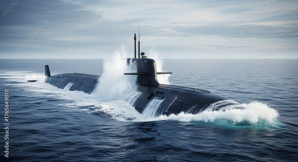 Fototapeta premium Submarine Surfacing: Power and Precision at Sea
