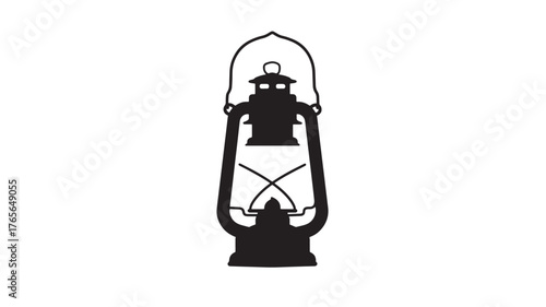 Black and white kerosene lantern icon vintage vector illustration isolated on white backgr