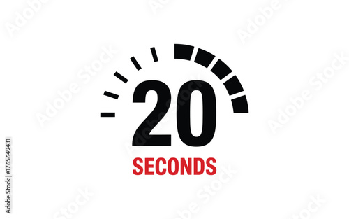 Timer icon showing 20 seconds isolated on white background for countdown or short duration