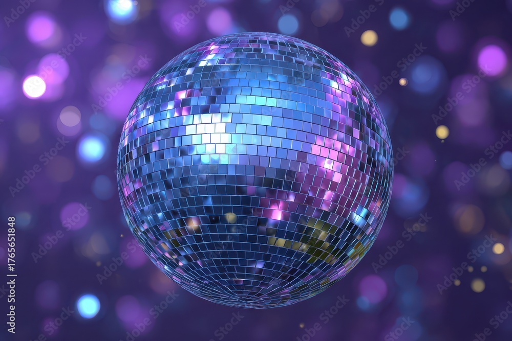 Obraz premium Disco Fever! Glowing Disco Ball in Blue-Purple Hues - Abstract Club Lights