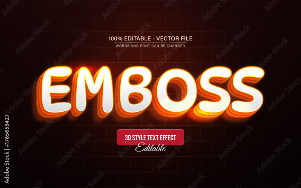 Obraz premium Editable emboss glow 3D text effect for modern typography, premium branding, poster titles, and digital graphic design
