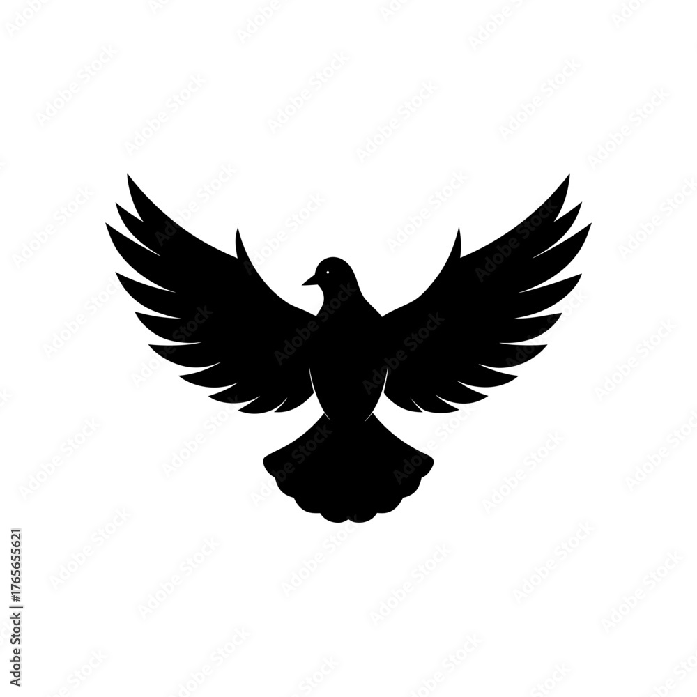 Obraz premium Silhouette of flying dove on transparent background