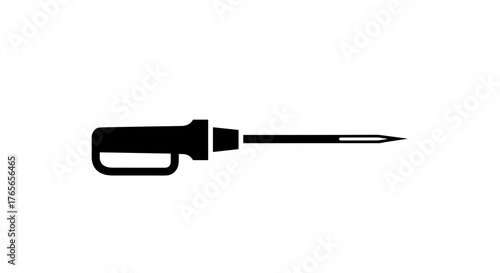 Awl Tool Silhouette on White Background.