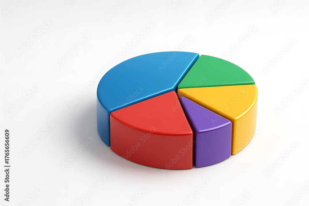 Obraz premium Colorful Pie Chart Graphic on a Clean White Background