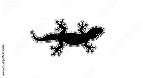 Black gecko lizard silhouette icon isolated on a white background.
