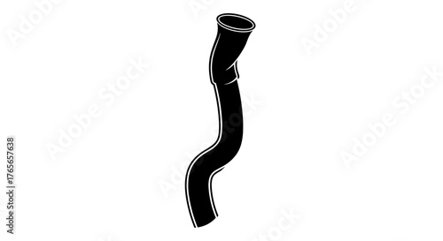 Illustration of a Black Flexible Hose on White Background.