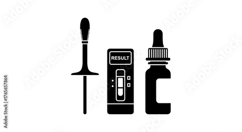 Medical Test Kit and Dropper Bottle Icon.