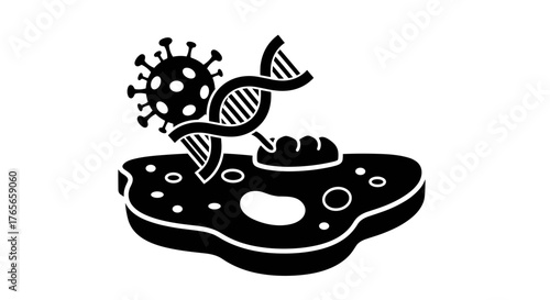 Virus infecting cell with DNA science and biology concept.