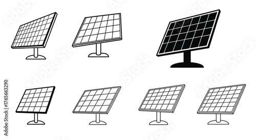 Solar panels in varying shades and orientations a clean energy illustration
