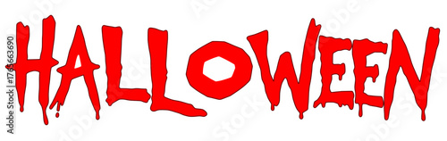 Bleeding red Halloween text logo red on isolated transparent background