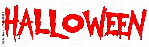 Bleeding red Halloween text logo red on isolated white background