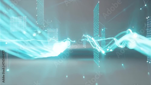 Glowing Analytics Network Background Innovation Technology Concept Background with Data Visualization Glow — Futuristic Innovation Technology Concept Background in 4K Ultra HD