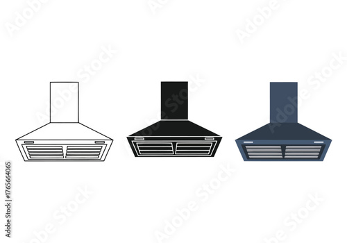 Two Kitchen Hoods in Contrasting Colors Depicting Ventilation and Culinary Spaces for Modern Homes and Restaurants
