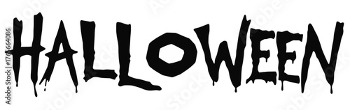 Bleeding black Halloween text logo red on isolated transparent background
