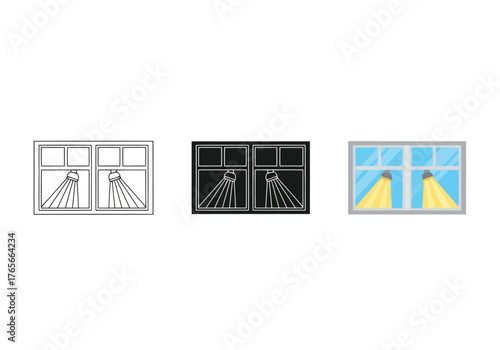 Window Shower Design with Vector Outline for Bathroom Remodeling and Plumbing Fixture Installation Ideas Showcase Modern Style