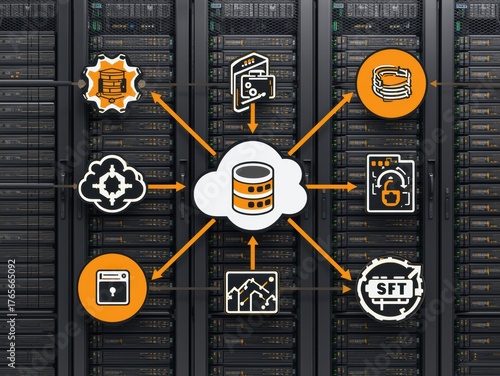 Dynamic data flow visualization connecting cloud services to secure network infrastructure