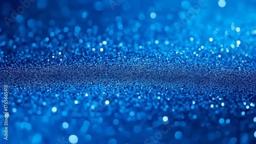 Deep Blue Glitter Background with Blurry Bokeh Lights and Sparkles