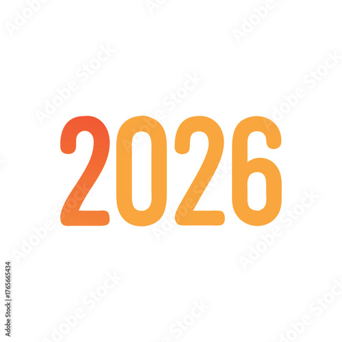 Year 2026 numeral in gradient orange and yellow
