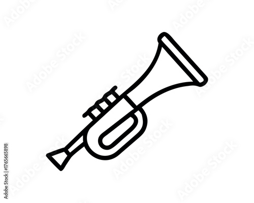 Simple outline of a trumpet musical instrument