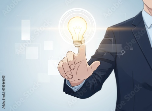 Innovative business idea generation office setting digital professional environment close-up view creativity