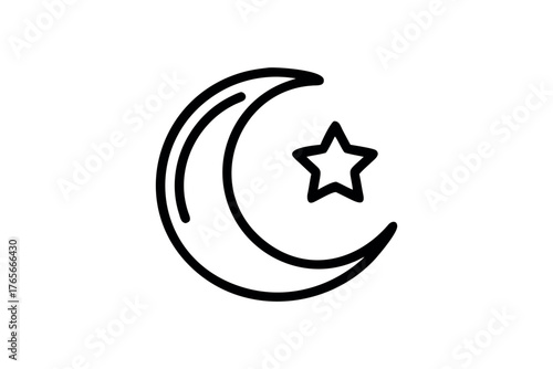 Islamic Crescent Moon and Star Symbol