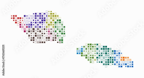 Samoa, shape of the country build of colored cells. Digital style map of the Samoa on white background. Small size square blocks. Simple vector illustration.