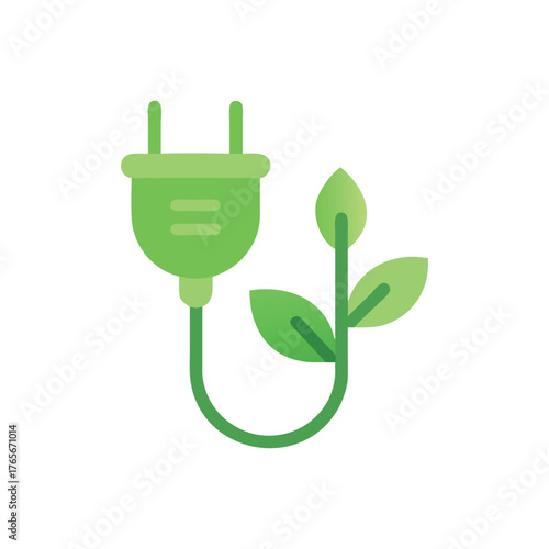 Green power plug with growing plant sprout
