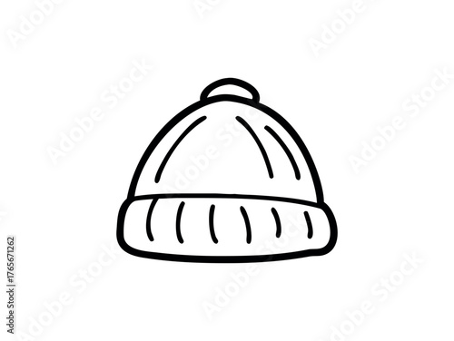 Hand drawn beanie with pom pom icon