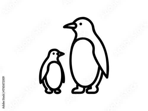 Two penguins with bold outlines standing