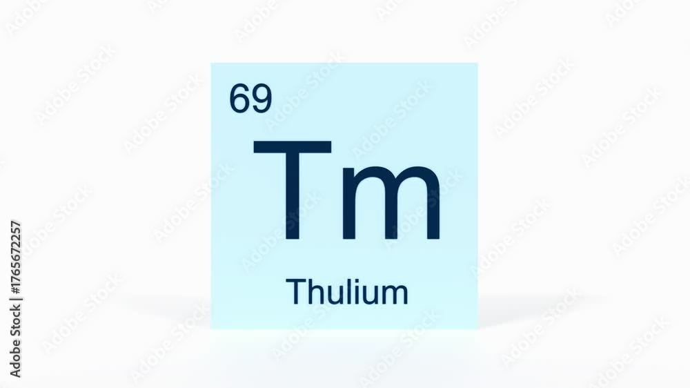Thulium Element 4K Render - Periodic Table Box with Atomic Number 69 ...