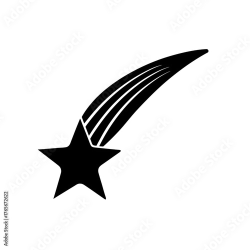 Shooting star black shape on transparent background silhouette