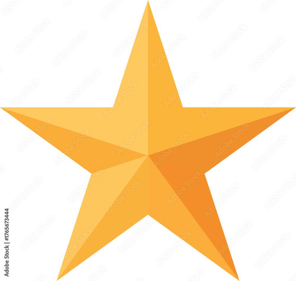 Obraz premium Golden five pointed star on white background shiny and bright