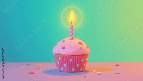 PinkCupcakeWithBirthdayCandle