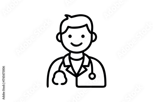 Doctor smiling with stethoscope icon