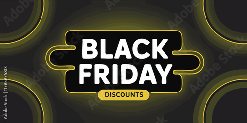 Black Friday sales graphic with bold text and a black  gold color scheme