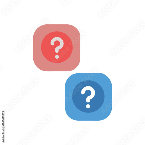 Two Question Mark Icons on Rounded Square Shapes